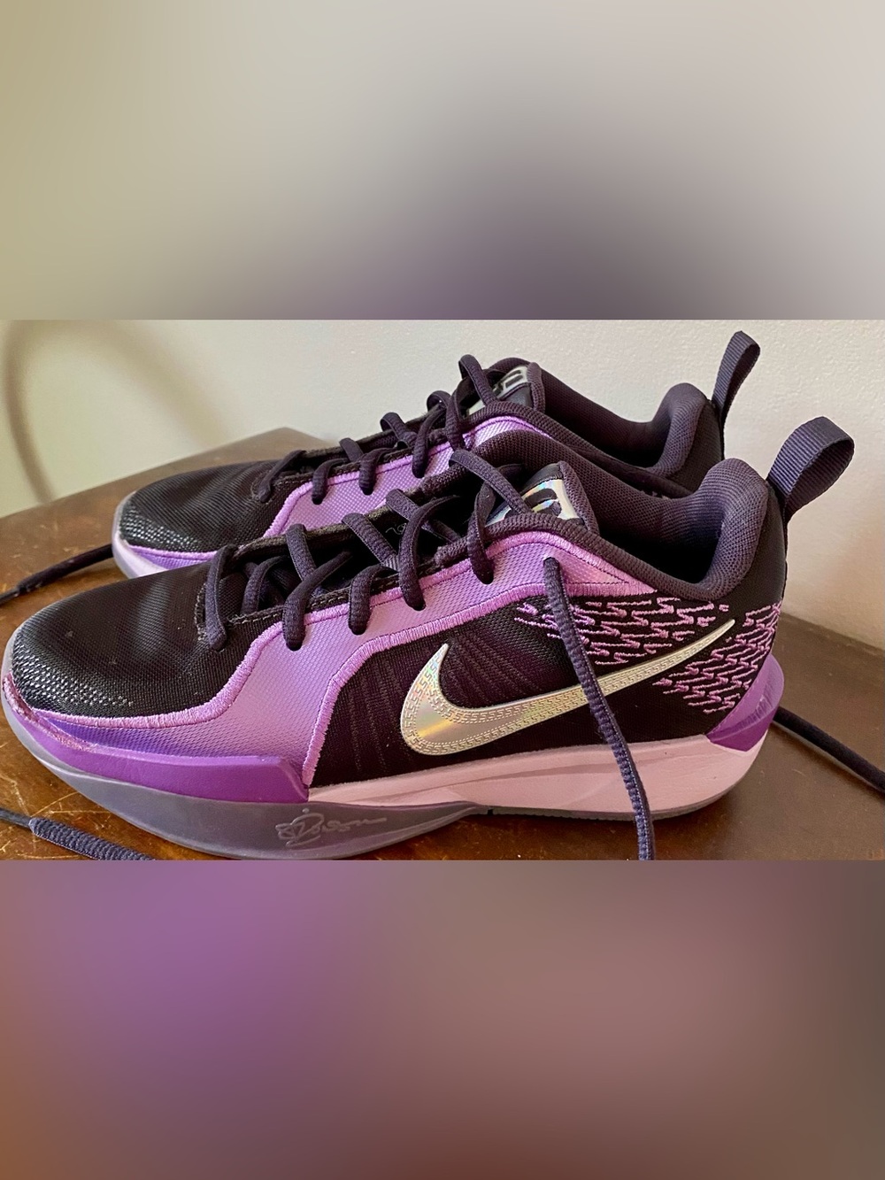 Nike Iridescent Swoosh Purple and Black basketball Sneakers